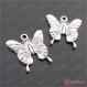 10 breloques de papillon de 23 * 23mm métal argenté e29632 