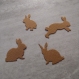 Lot de 4 découpes petits lapins en papier épais brun 