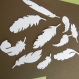 Lot de 10 découpes "plumes" en papier épais blanc 