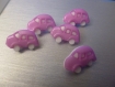 Lot de 5 boutons voitures en plastique couleur violet pâle