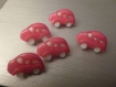 Lot de 5 boutons voitures en plastique couleur rose