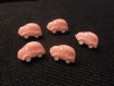Lot de 5 boutons voitures en plastique couleur rose pâle