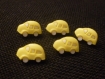Lot de 5 boutons voitures en plastique couleur jaune