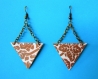 Boucles d’oreilles bronze * triangles en papier * motifs * 182 