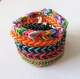 Lot de 5 bracelets * élastiques loom multicolores * 16 