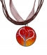 Collier organza marron avec cabochon synthétique * arbre cœur * 
