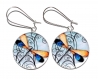 Boucles d’oreilles argentées avec cabochons synthétiques * libellule bleue et orange * 