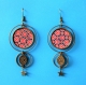 Boucles d'oreilles anneaux bronze * cercles en papier plastifié motifs ronds * breloques bronze 221 