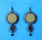 Boucles d'oreilles anneaux bronze * cercles en papier plastifié motifs fleuris * breloques bronze 220 