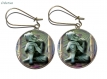 Boucles d’oreilles bronze avec cabochons synthétiques * bouddha zen * 