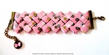 Bracelet manchette en papier plastifié de grande qualité ; 100% fait main * collection flowers rose * 3 