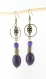 Boucles d'oreilles bronze * perles violetttes * anneaux * 