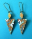 Boucles d’oreilles bronze * triangles en papier * motifs * 188 