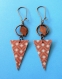 Boucles d’oreilles bronze * triangles en papier * motifs * 201 