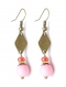 Boucles d'oreilles bronze * sequins losanges * perles roses * 
