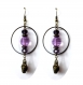 Boucles d'oreilles bronze * perles violettes * breloques zen tête de bouddha * 
