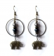 Boucles d'oreilles bronze * perles nacrées * breloques éléphants * 