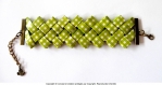 Bracelet manchette en papier plastifié de grande qualité ; 100% fait main * collection vichy vert et blanc * 