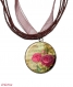 Bague bronze avec cabochon synthétique * fleurs vintage * 