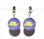 Boucles d’oreilles clips bronze avec cabochons synthétiques * nuages étoilés * 