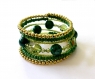 Bracelet mémoire de forme * 7 tours * perles vertes et dorées * 