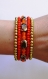 Bracelet mémoire de forme * 5 tours * perles oranges et dorées 
