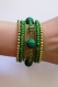 Bracelet mémoire de forme * 7 tours * perles vertes et dorées * 