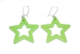 Boucles d’oreilles argentées avec breloques * étoiles vertes * 