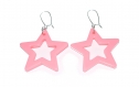 Boucles d’oreilles argentées avec breloques * étoiles roses * 
