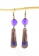 Boucles d'oreilles bronze créateur * breloques en laiton doré peintes à la main * perles violettes * 