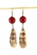 Boucles d'oreilles bronze créateur * breloques gouttes en céramique * perles magiques rouges * 