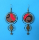 Boucles d'oreilles anneaux bronze * cercles en papier de bombay plastifié * breloques bronze 225 