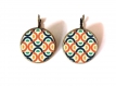 Boucles d’oreilles dormeuses bronze avec cabochons synthétiques * motifs multicolores * 6 