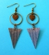 Boucles d’oreilles bronze * triangles en papier * motifs * 206 