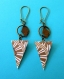 Boucles d’oreilles bronze * triangles en papier * motifs * 199 