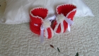 Chaussons bébé rouge blanc jeune -- taille 3/12 mois   pièce unique