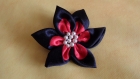 Fleur tissu satine rouge et noir - pièce unique