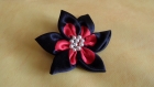 Fleur tissu satine rouge et noir - pièce unique