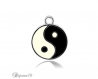 2 pendentifs yin yang émail 25x20mm noir et blanc écru lot m01119 
