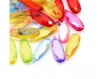 100 breloques goutte d'eau acrylique 22mm multicolore facettes pendentif perle larme lot m01856 
