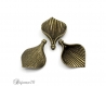 10 breloques pendentif feuille rayure 28x20mm couleur bronze perle intercalaire lot m01864 