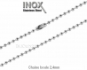 60cm collier chaine boules 2.4mm billes inoxydable avec connecteur fermoir acier inox lot m02906 