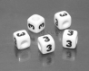 4 perles cube blanc chiffre 3 noir acrylique 7mm lettre nombre m03116 