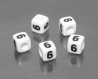 4 perles cube blanc chiffre 6 noir acrylique 7mm lettre nombre m03116 