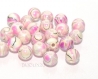 20 perles acrylique 8mm rayure rose couleur ab style nacré lot m02201-07 