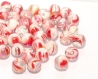 20 perles acrylique 8mm rayure rouge couleur ab style nacré lot m02201-08 