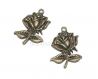1 breloque fleur rose bronze 25mm pendentif 