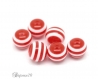 10 perles rayées 8mm couleur rouge orange rayure blanche résine lot m02302-07 