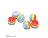 10 perles rayées 6mm couleur multicolor rayure resine lot m02301-15 