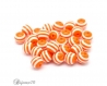 10 perles rayées 6mm couleur orange rayure blanche résine lot m02301-09 
